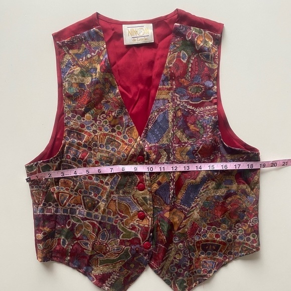 Vintage Ninon De Lenclos Red Retro Colorful Lightweight Artsy Vest Women’s Large - Picture 5 of 6